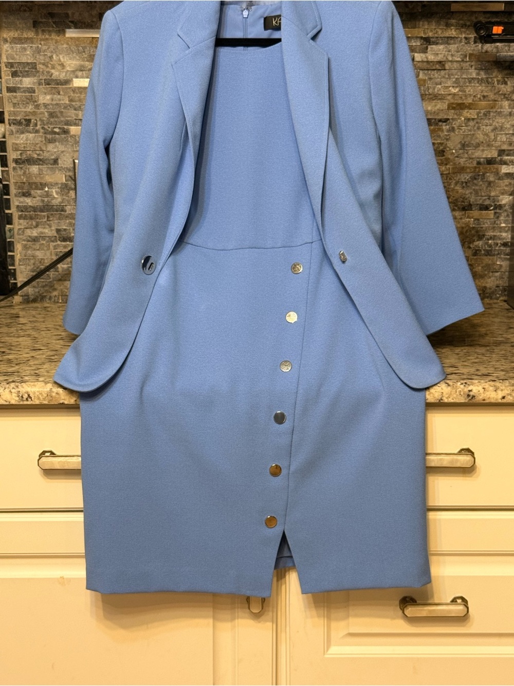 Kasper Light Blue Women's Blazer and Skirt Set